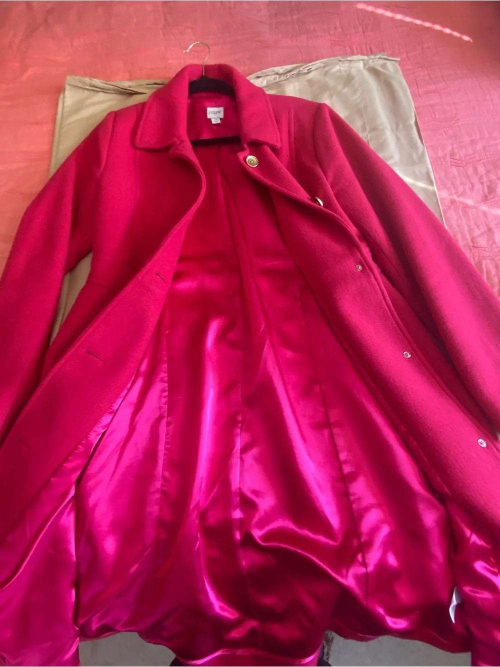J. Crew Tailored Wool Knee Length Coat in Red